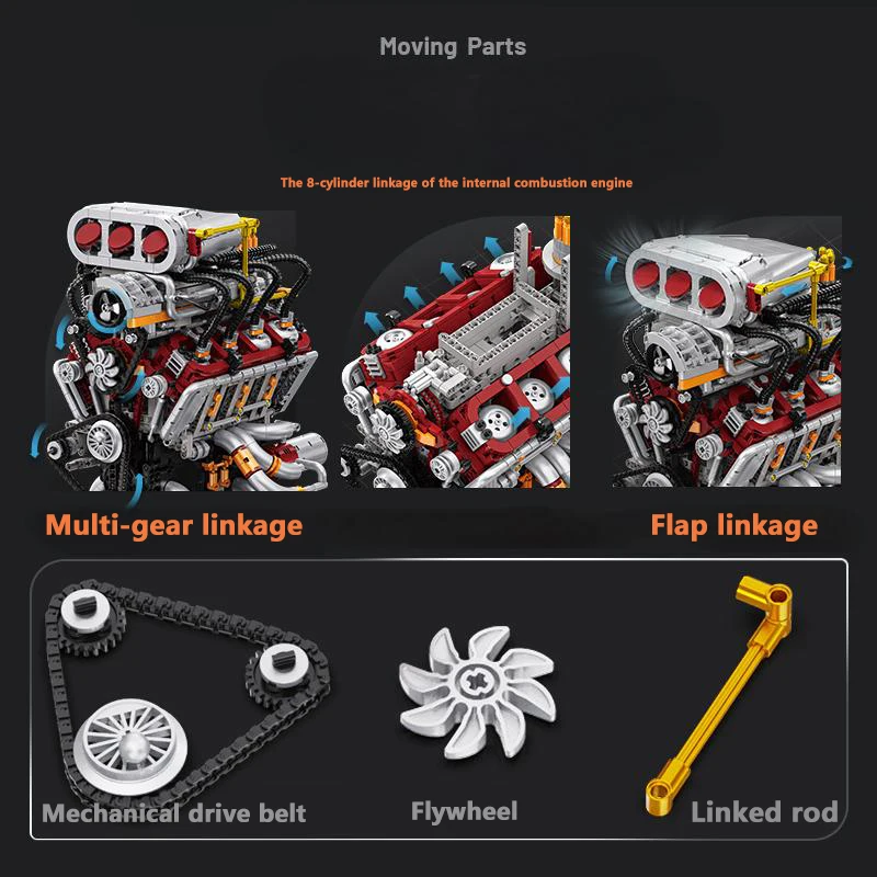 2347PCS High‑simulation Techni - огляд і ціна Model Kit Engine V8