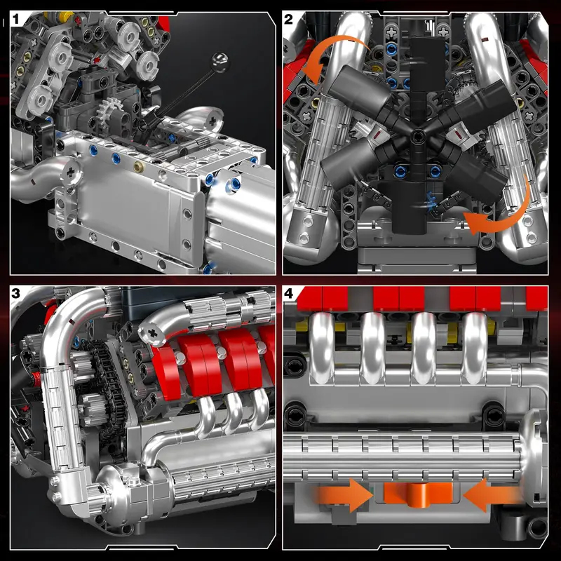 Mould King 10203 1169Pcs Super - огляд і ціна Model Kit Engine V8