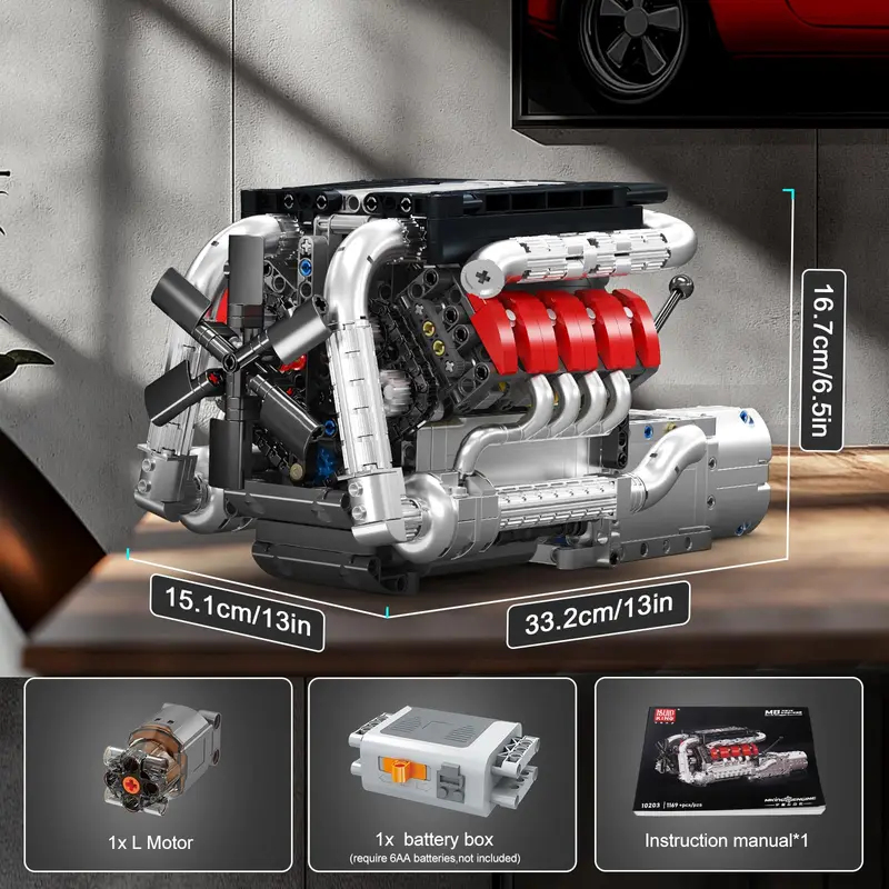 Mould King 10203 1169Pcs Super - огляд і ціна Model Kit Engine V8