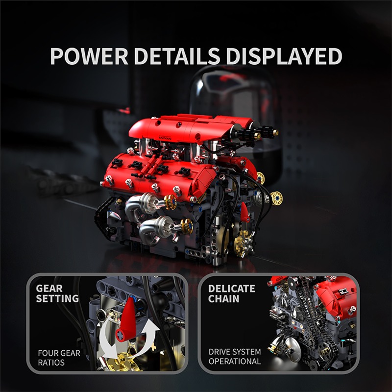 T5011 1370pcs Simulation V8 Tu - огляд і ціна Model Kit Engine V8