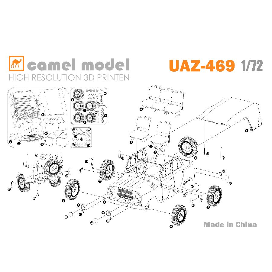 Camel Model UAZ-469 1/72 Four- - огляд і ціна Model Kit Tamiya