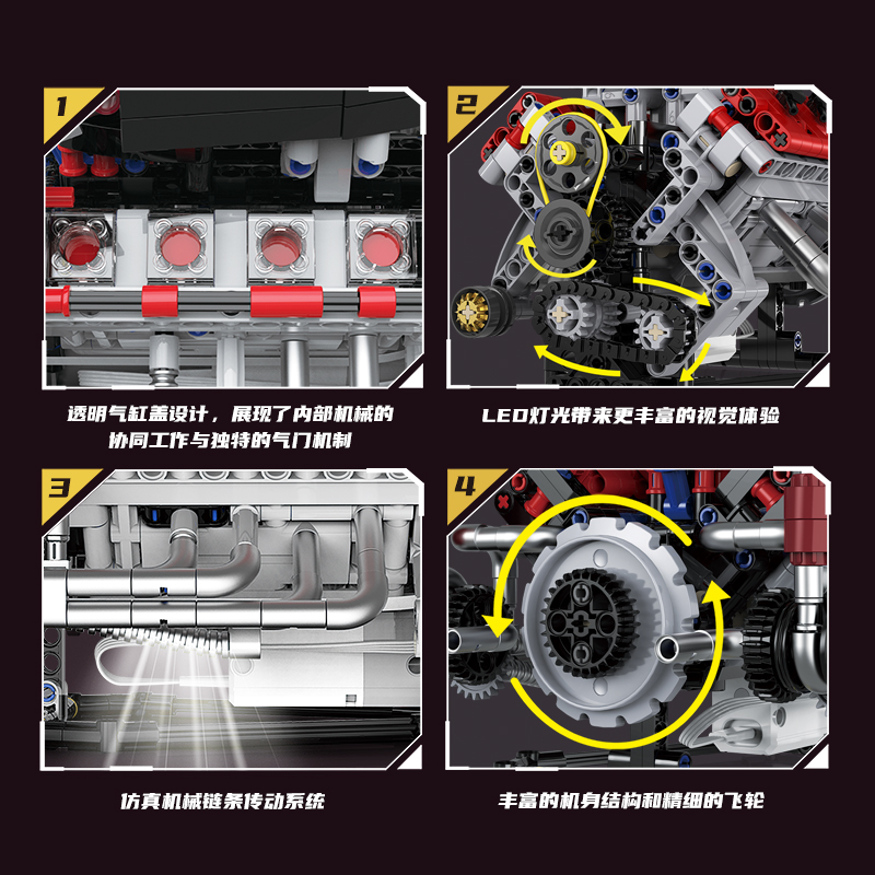 K96207 F40LM Model 700pcs Buil - огляд і ціна Model Kit Engine V8